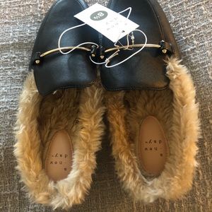 NWT A New Day mules with faux fur